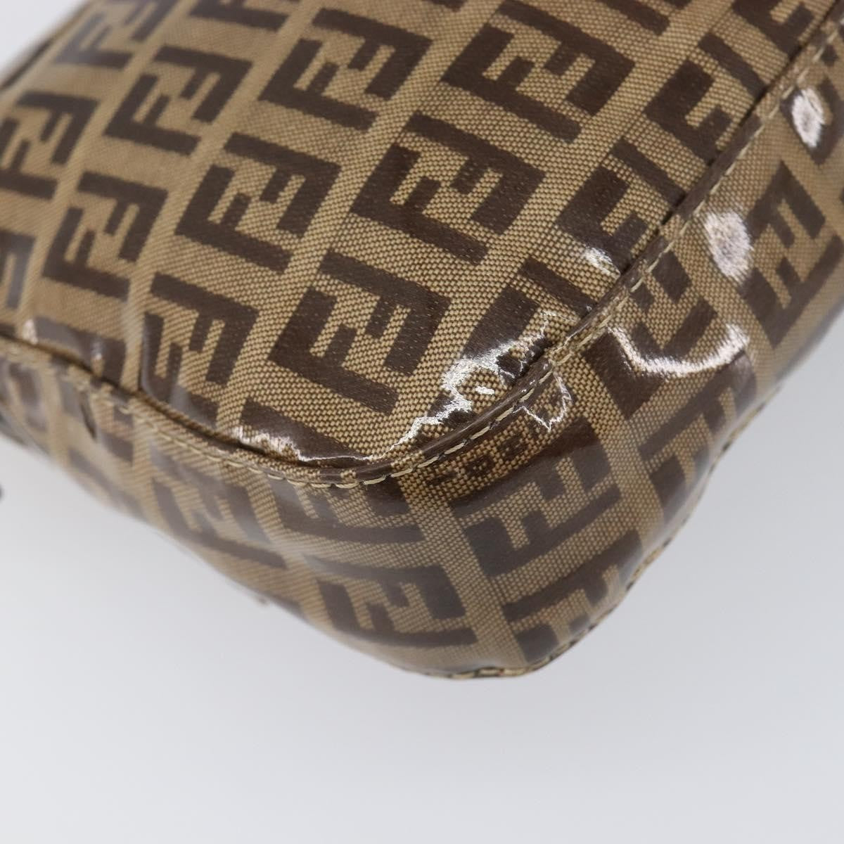 Fendi Mamma Baguette Zucca patent leather, Beige, Canvas, Shoulder Bag