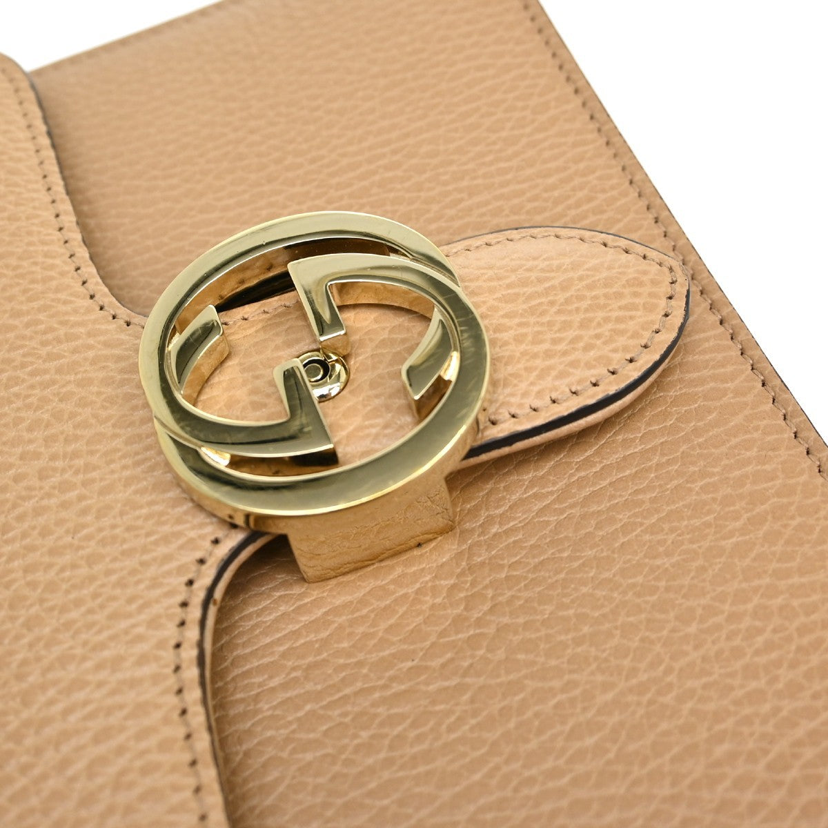 Gucci Interlocking Leather, Beige, Leather, Shoulder Bag