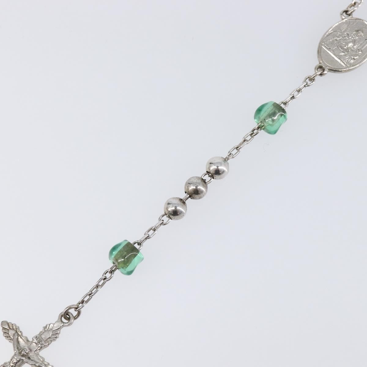 "Dolce & Gabbana Cross Pendant Metal with Crystals, Enamel and Faux Pearls", Silver, Metal, Necklace