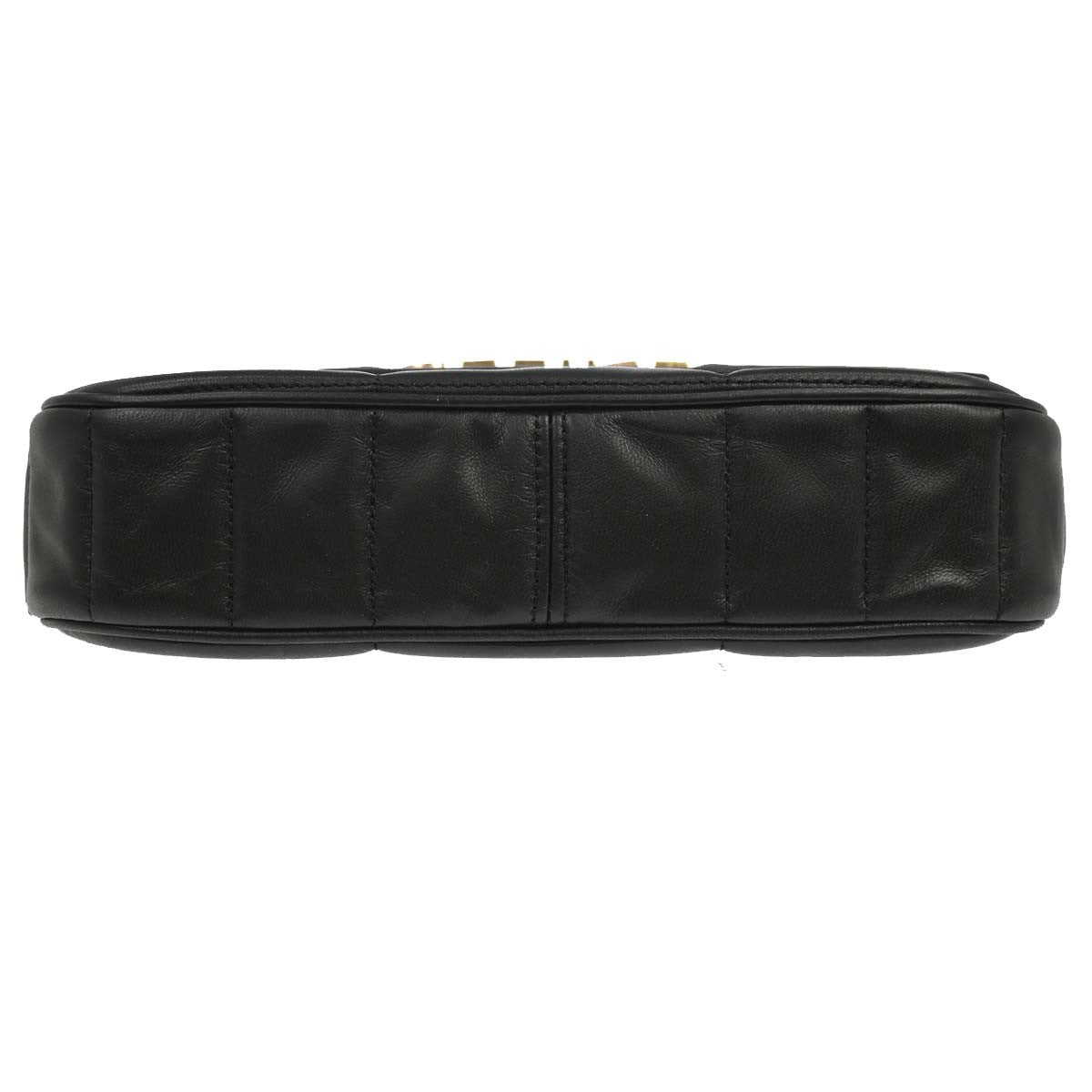 Celine Logo Chain Flap Quilted Goatskin, Black, Leather, Shoulder Bag
