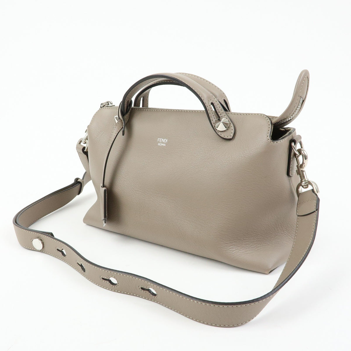 Fendi By The Way Satchel Leather, Beige, Leather, Handbag