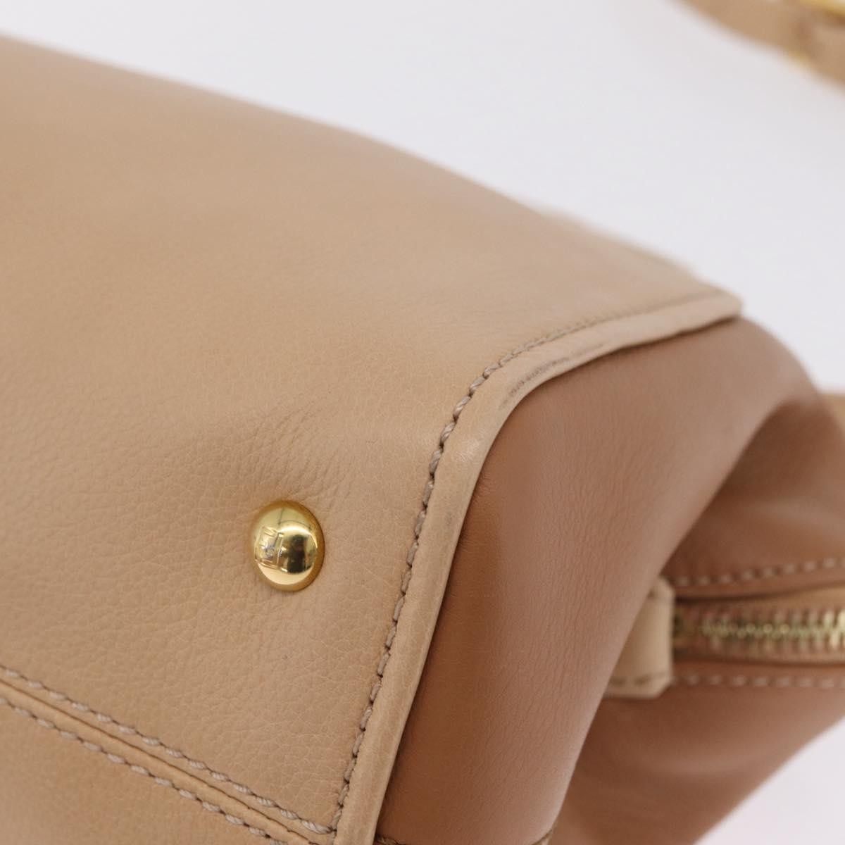 Fendi Chameleon Satchel Leather, Beige, Leather, Handbag