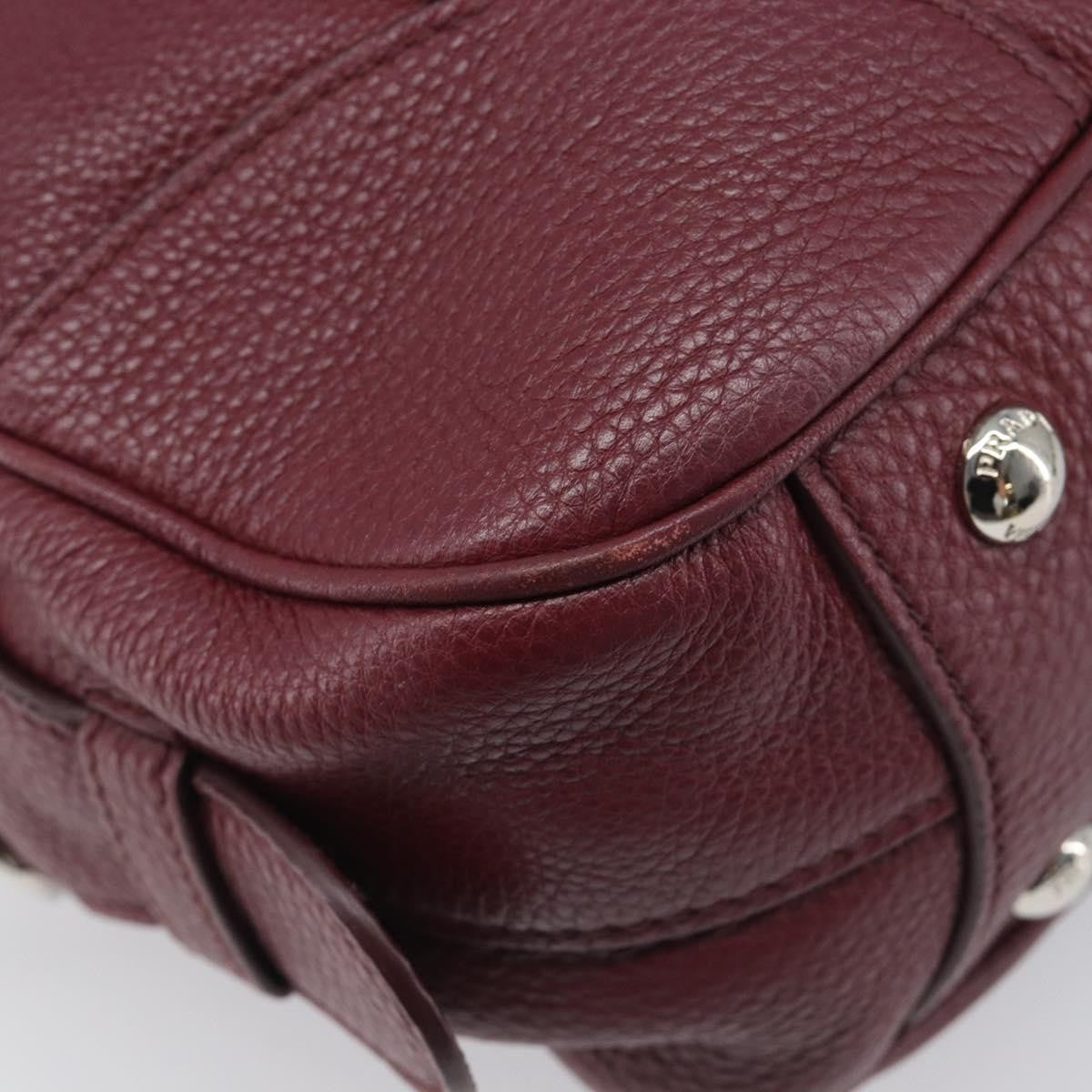 Prada Front Pocket Pushlock Convertible Boston Vitello Daino, Burgundy, Leather, Handbag
