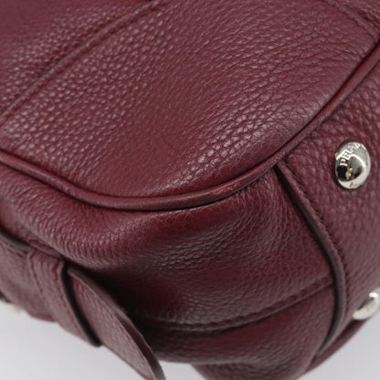 Prada Front Pocket Pushlock Convertible Boston Vitello Daino, Burgundy, Leather, Handbag