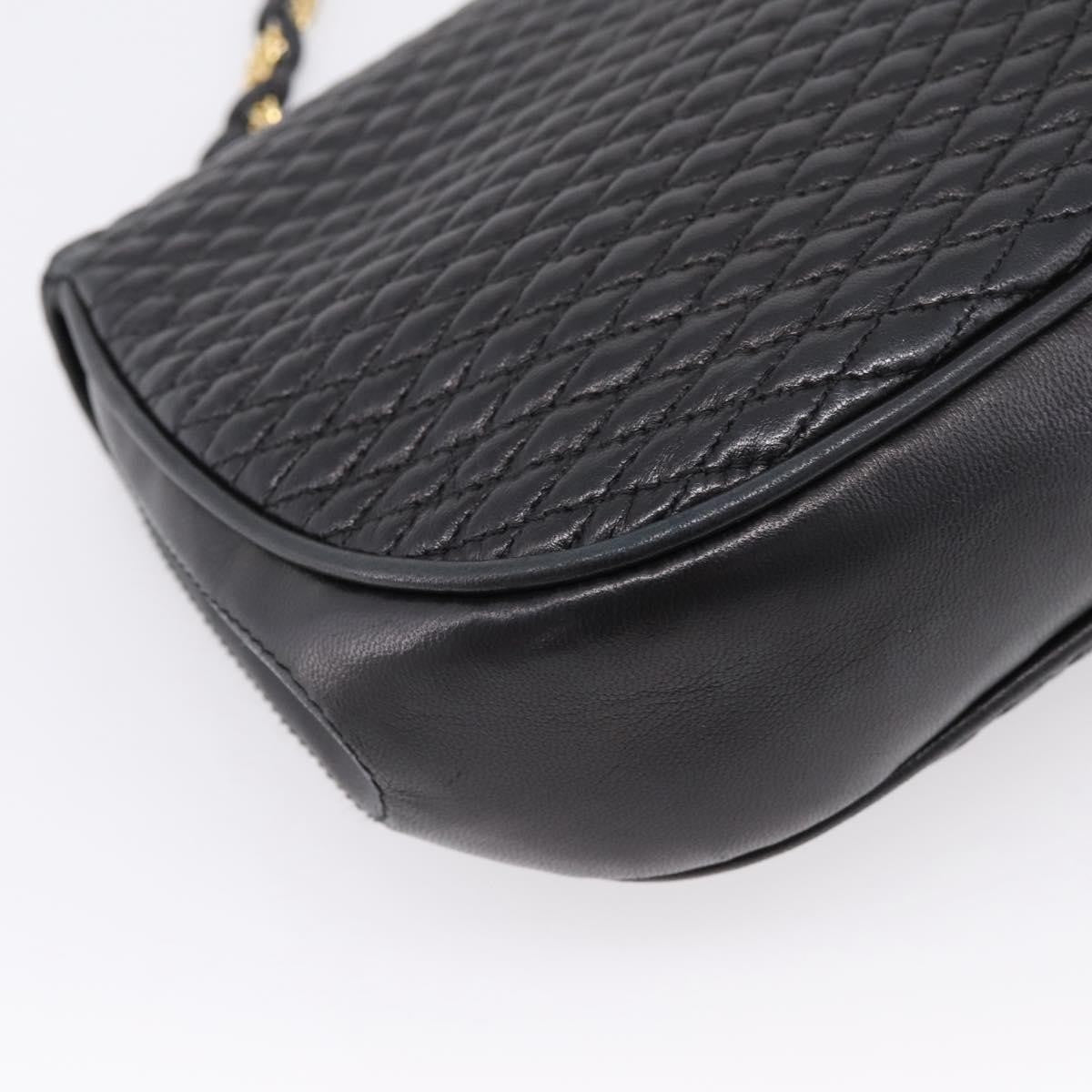 Bally Vintage Chain Quilted Leather, Black, Leather, Shoulder Bag