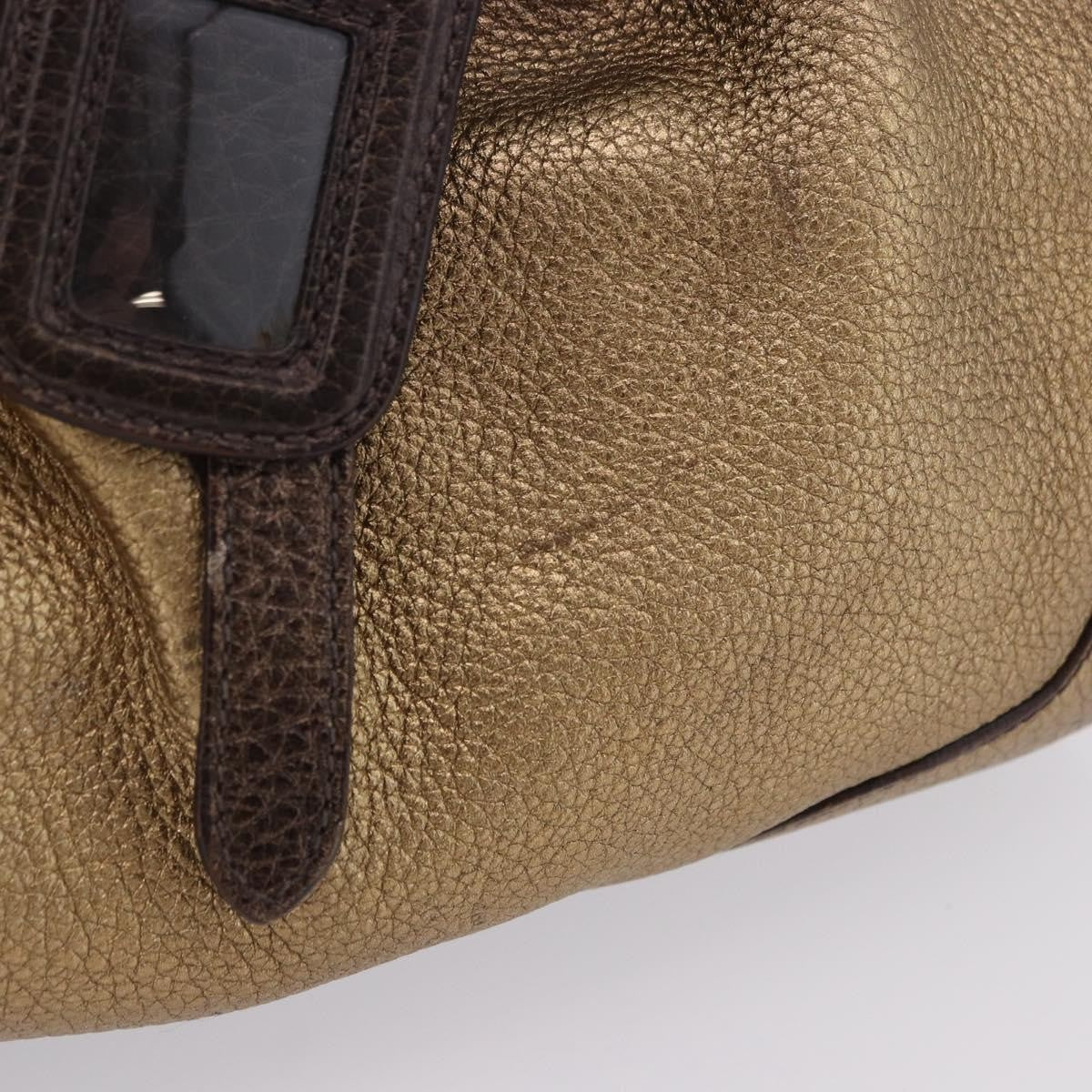 Prada Belted Frame Satchel Metallic Leather, Gold, Leather, Handbag