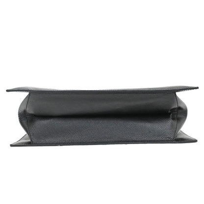 Salvatore Ferragamo Double Gancini Top Handle Saffiano Leather, Black, Leather, Handbag