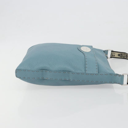 Fendi Vintage Selleria Zip Messenger Leather, Blue, Leather, Shoulder Bag