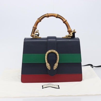 Gucci Dionysus Bamboo Top Handle Leather, Navy, Leather, Handbag
