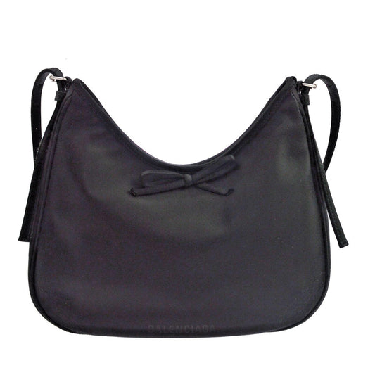 Balenciaga Leopolda Satin, Black, Satin, Shoulder Bag