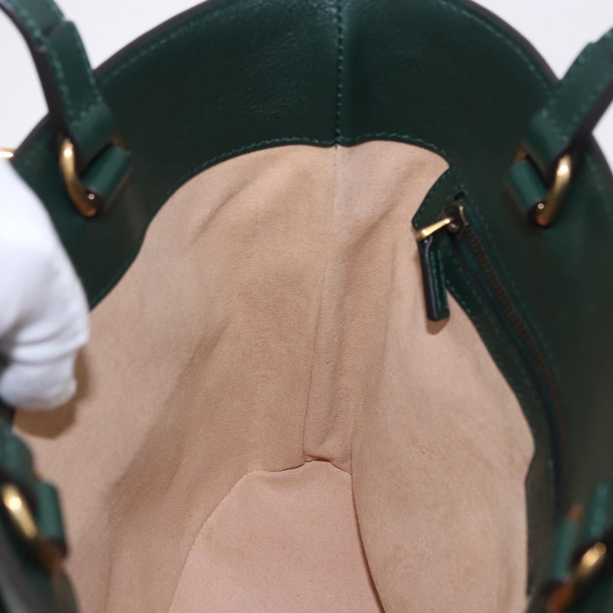 Gucci Diana Bamboo Handle Round Tote Leather, Green, Leather, Tote Bag