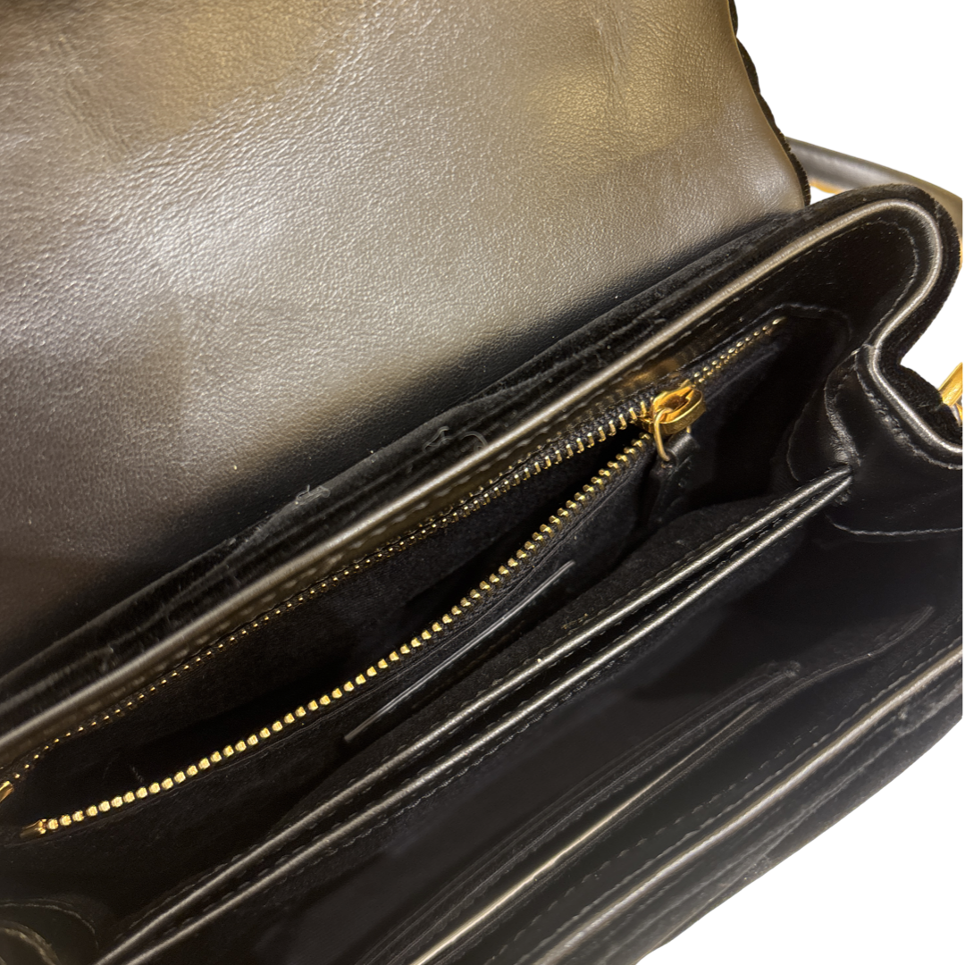 Saint Laurent LouLou Document Clutch Matelasse Chevron Leather, Black, Velvet, Handbag