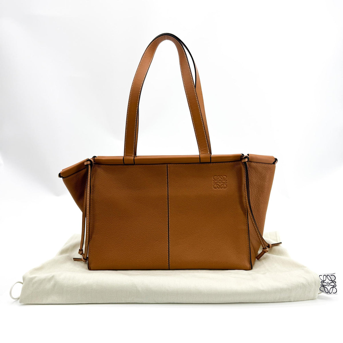 Loewe Cushion Leather, Brown, Leather, Tote Bag