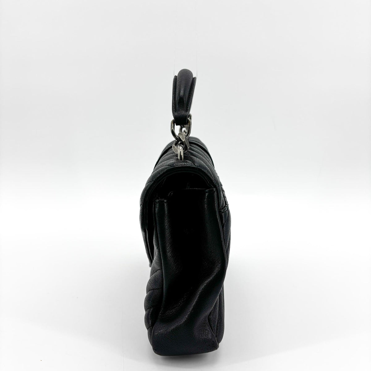 Saint Laurent Classic Monogram College Matelasse Chevron Leather, Black, Leather, Handbag