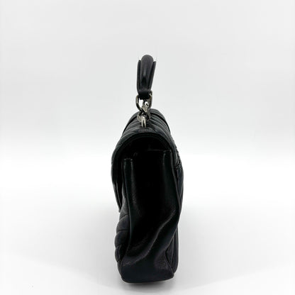 Saint Laurent Classic Monogram College Matelasse Chevron Leather, Black, Leather, Handbag