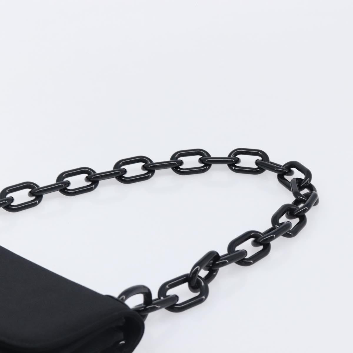 Prada Plastic Chain Flap Bag Canvas, Black, Cotton, Shoulder Bag