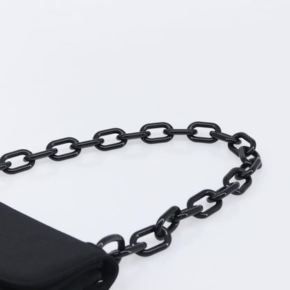 Prada Plastic Chain Flap Bag Canvas, Black, Cotton, Shoulder Bag