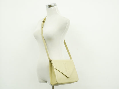Saint Laurent Uptown Leather, Beige, Leather, Crossbody Bag