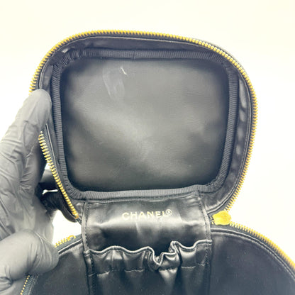 Chanel Vintage Timeless Cosmetic Case Caviar, Black, Leather, Clutch