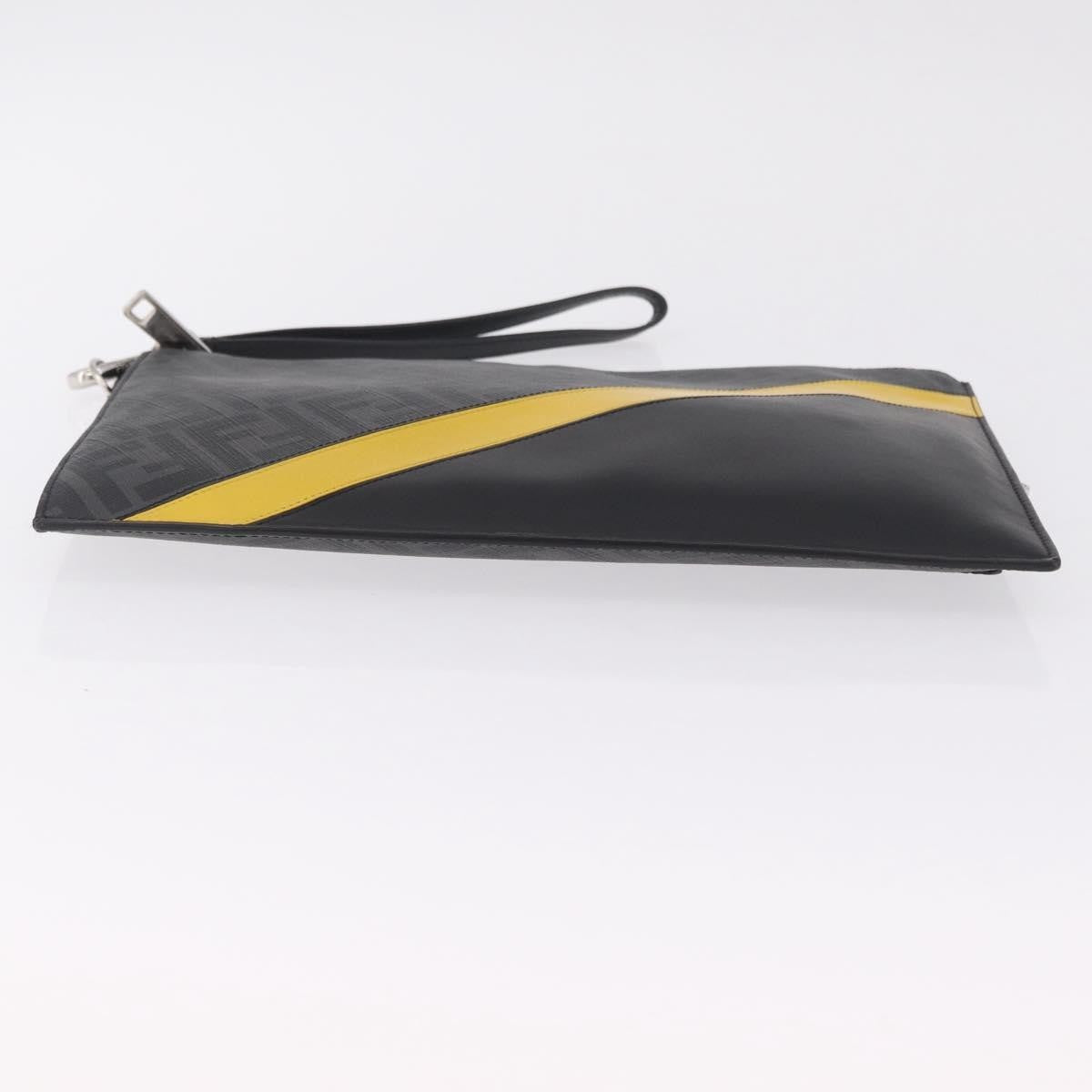 Fendi Zip Flat Wristlet Zucca Coated Canvas and Leather, Black, Canvas, Clutch