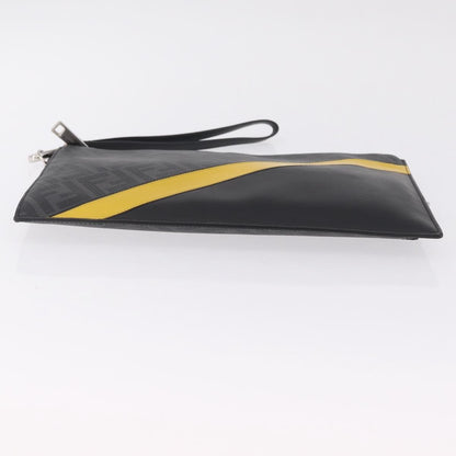Fendi Zip Flat Wristlet Zucca Coated Canvas and Leather, Black, Canvas, Clutch
