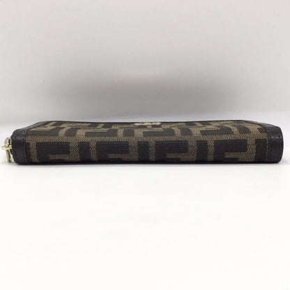 Fendi Zip Around Zucca Coated Canvas, Brown, Leather, Wallet