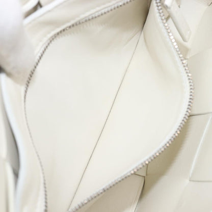 Bottega Veneta Cassette Maxi Intrecciato Leather, White, Leather, Crossbody Bag