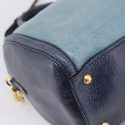 Miu Miu Beau Top Handle Leather, Navy, Leather, Handbag