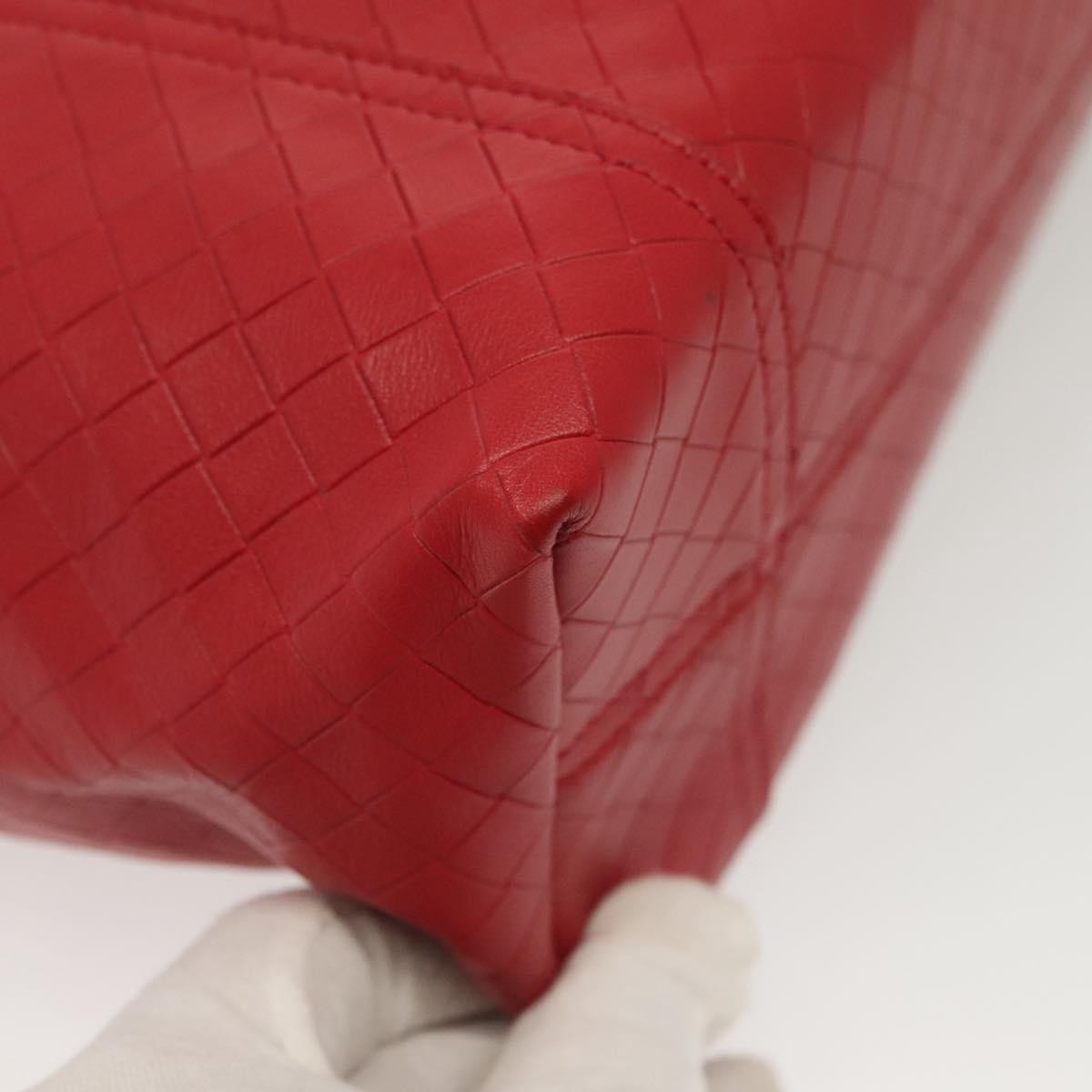 Bottega Veneta Intrecciomirage Tote Leather, Red, Leather, Tote Bag