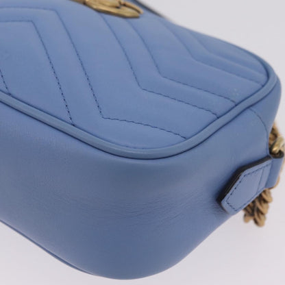 Gucci GG Marmont Matelasse Patent, Blue, Leather, Shoulder Bag