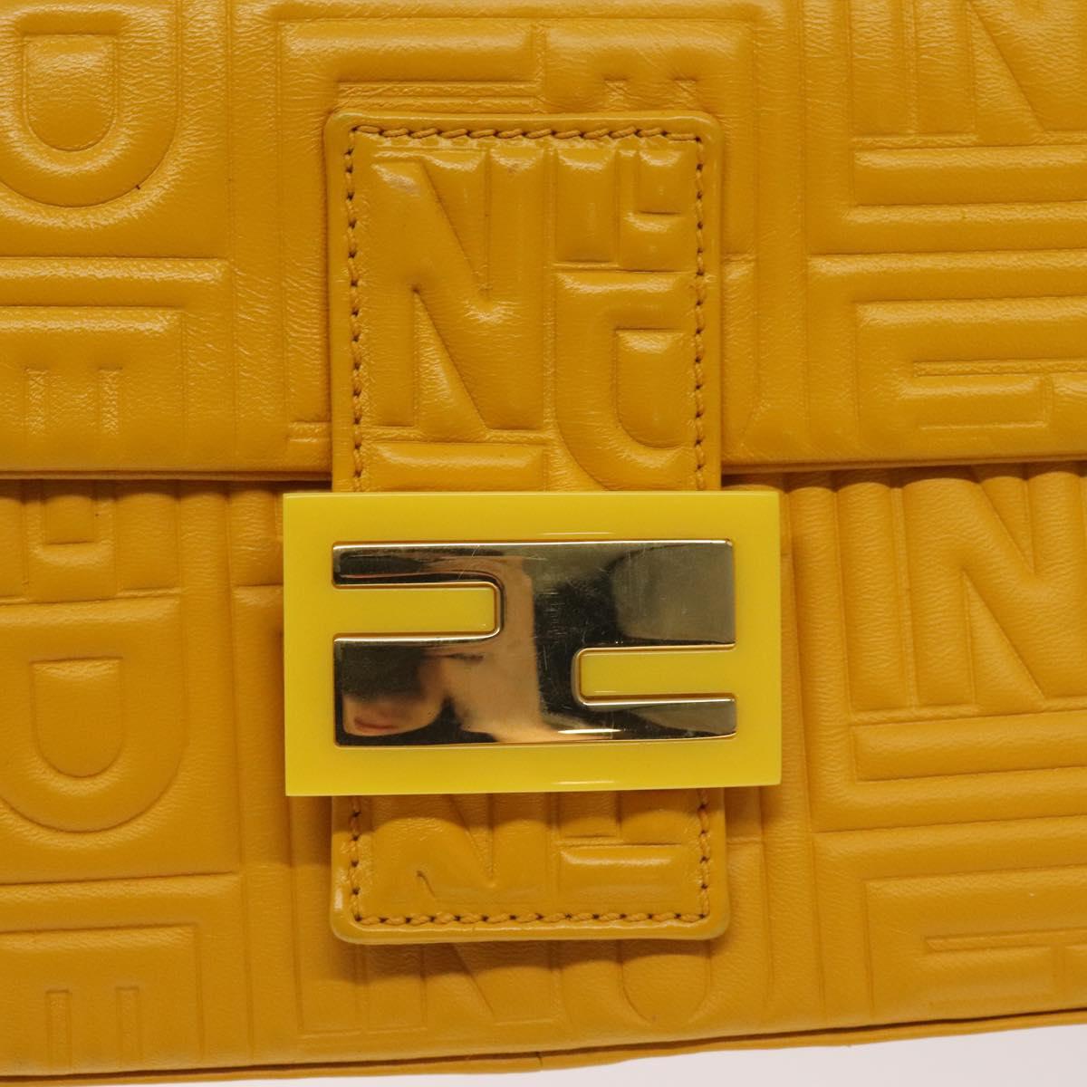 Fendi Mamma Baguette Shoulder Bag Canvas, YELLOW, LEATHER, Shoulder bag