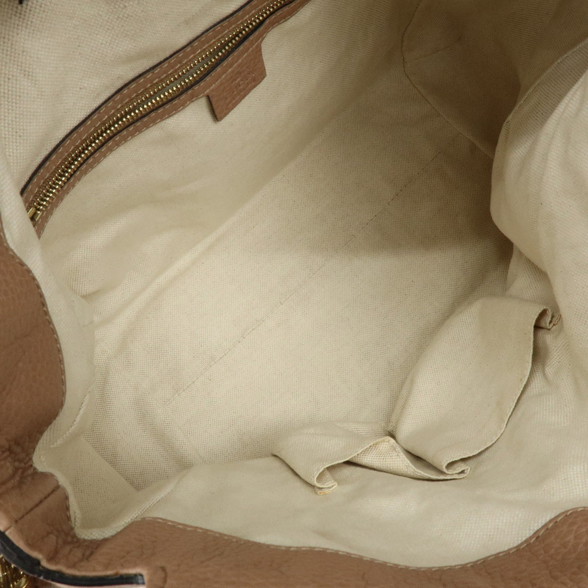 Gucci Bella Zip Leather, Beige, Leather, Tote Bag