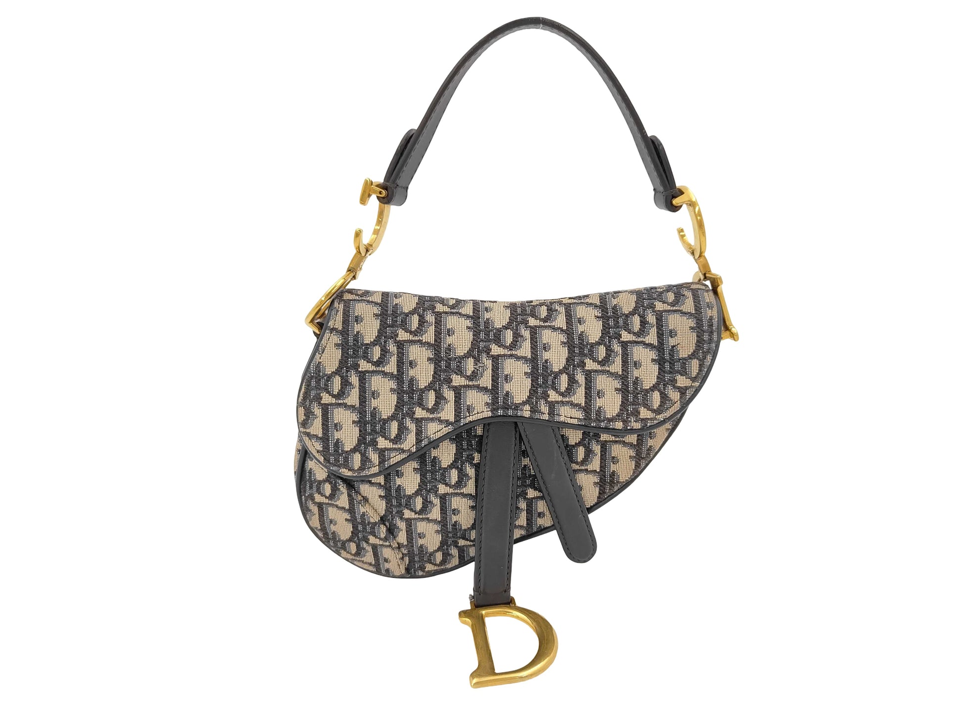 Christian Dior Saddle Oblique Canvas, Beige, Canvas, Handbag