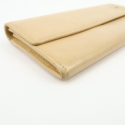 Chanel Camellia Flap Leather, Beige, Calfskin, Wallet