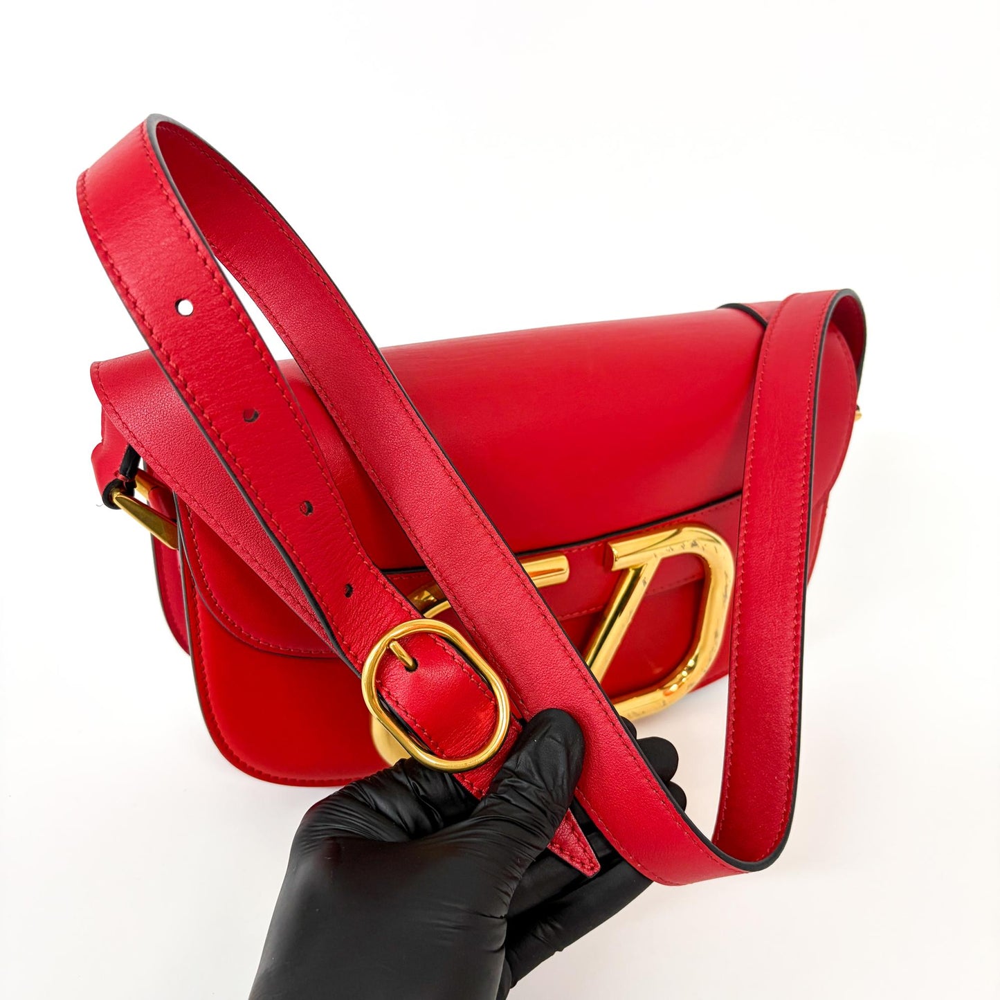 Valentino Garavani Supervee Leather, Gold, Leather, Crossbody Bag