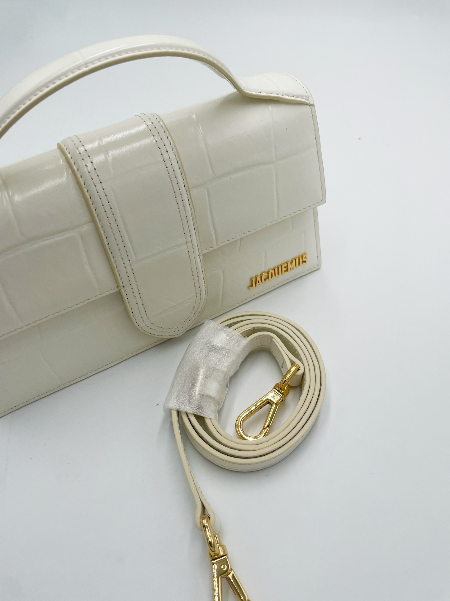 Jacquemus Le Bambinou Flap Shoulder Bag Padded Leather, WHITE, LEATHER, Travel bag