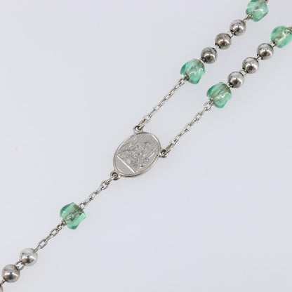 "Dolce & Gabbana Cross Pendant Metal with Crystals, Enamel and Faux Pearls", Silver, Metal, Necklace