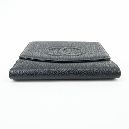 Chanel Vintage Timeless Bifold Caviar, Black, Leather, Wallet