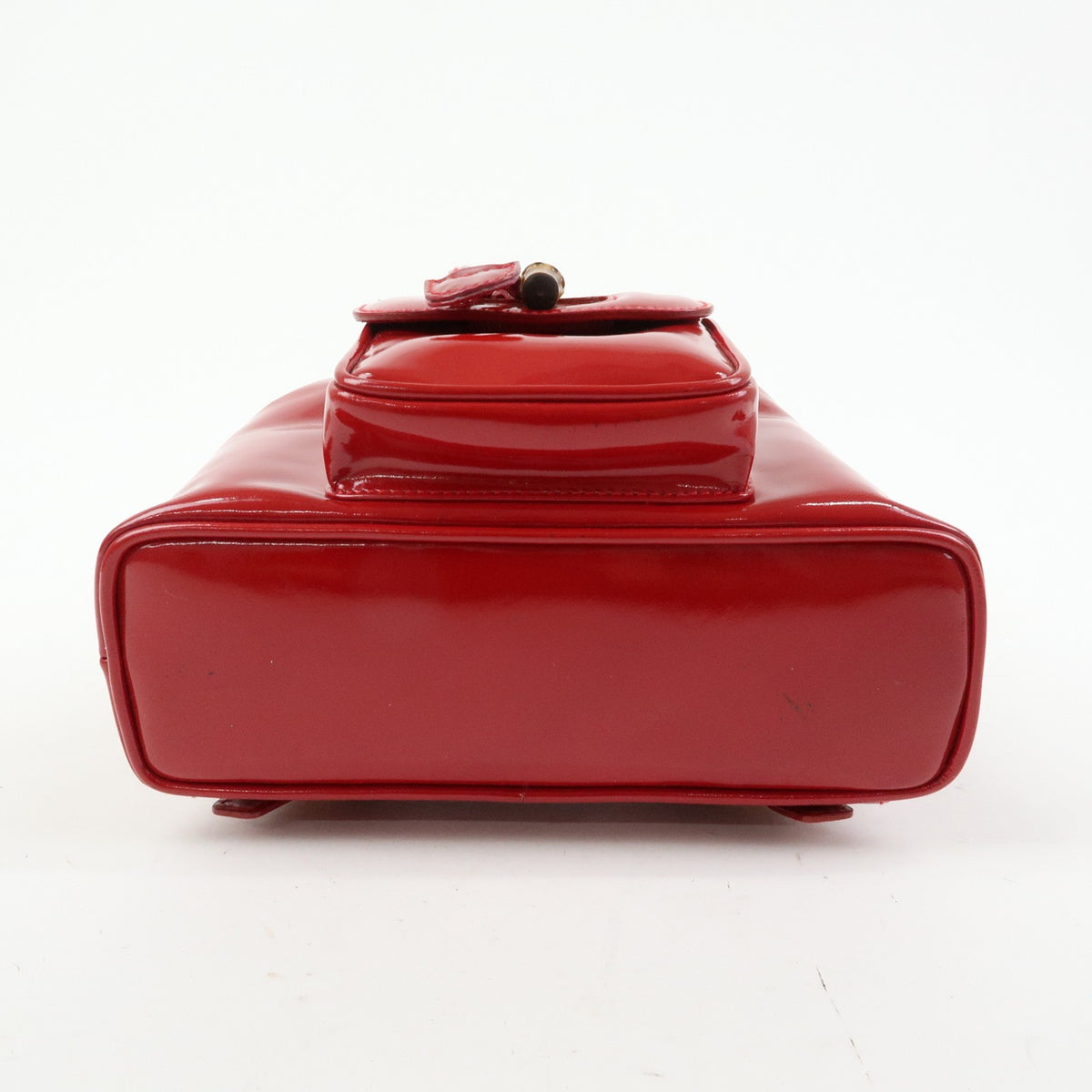 Gucci Vintage Bamboo Patent, Red, Patent Leather, Backpack