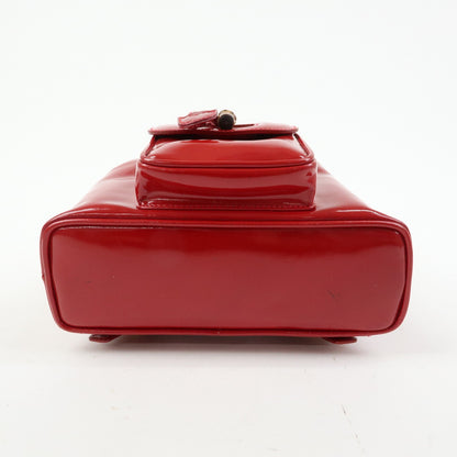 Gucci Vintage Bamboo Patent, Red, Patent Leather, Backpack