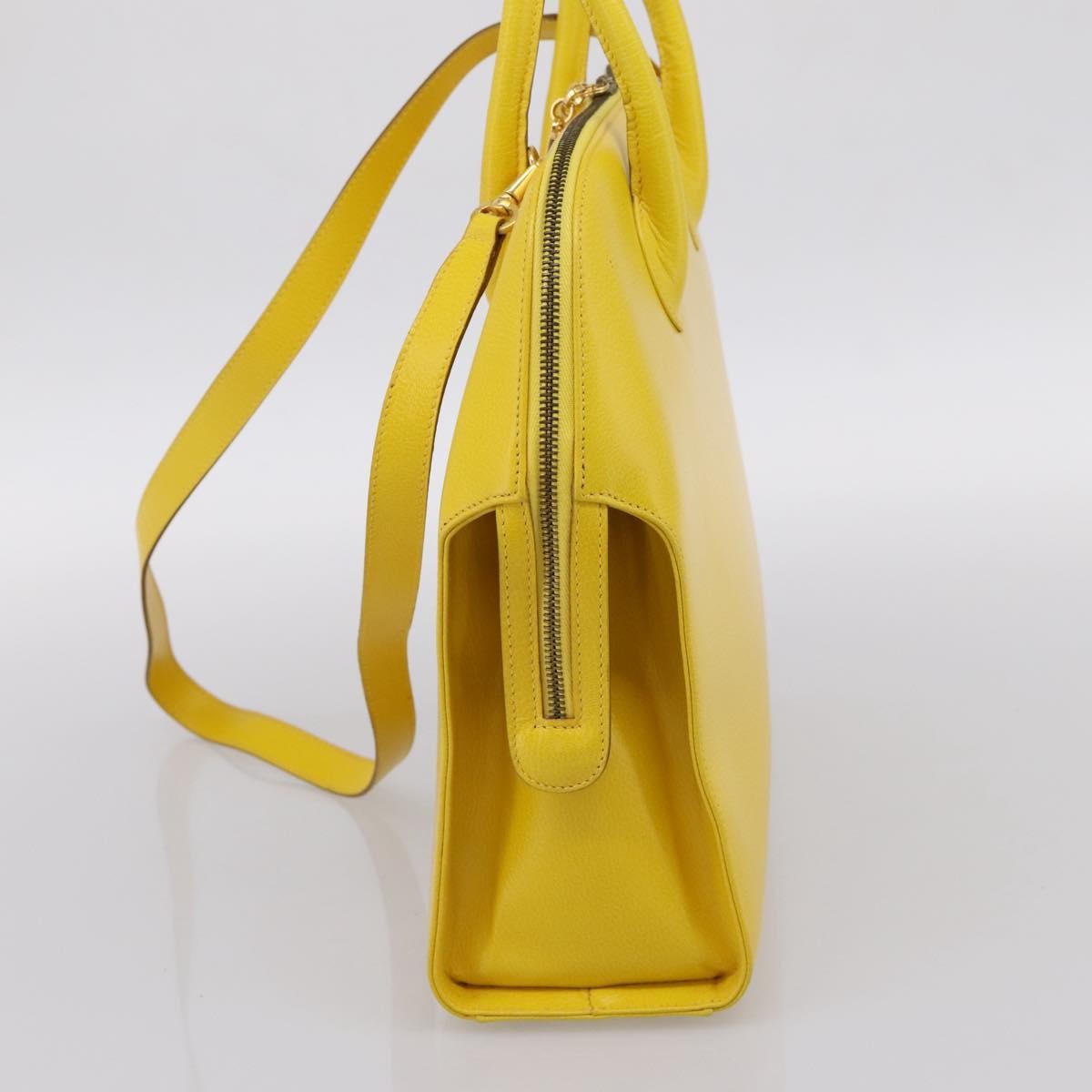 Salvatore Ferragamo Gancini Leather, Yellow, Leather, Handbag