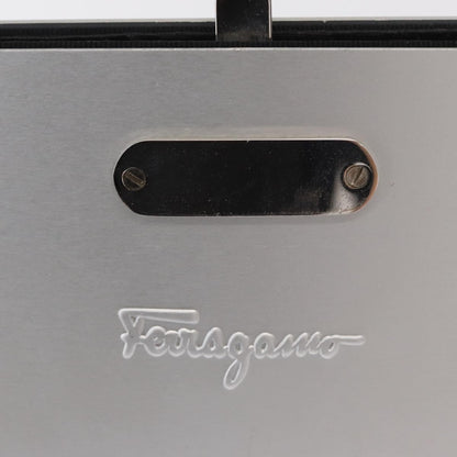 Salvatore Ferragamo Vintage Gancini Chain Leather, Silver, Stainless Steel, Shoulder Bag