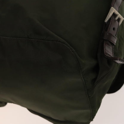 Prada Vela Double Front Pocket Tessuto with Saffiano Leather, Khaki, Nylon, Backpack