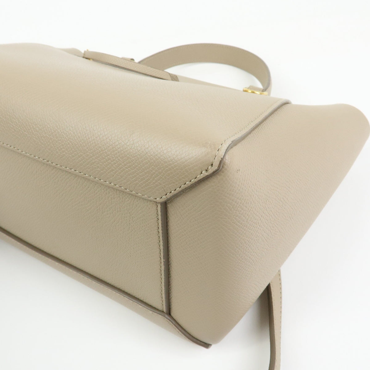 Celine Belt Textured Leather, Beige, Leather, Handbag