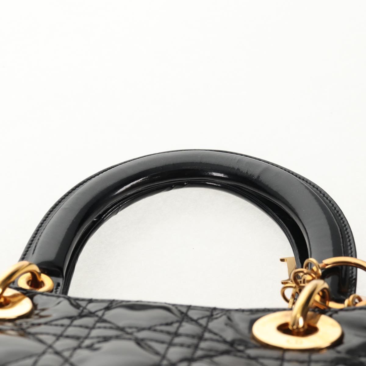 Christian Dior Lady Dior Bag Patent, BLACK, PATENT_LEATHER, Handbag