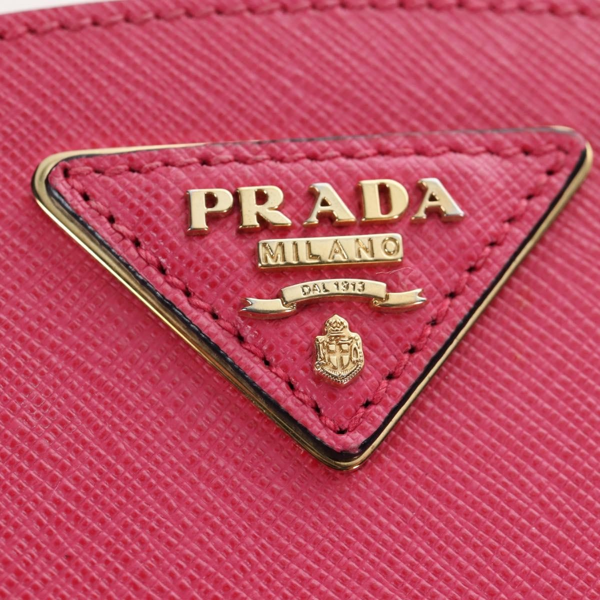 Prada Odette Top Handle Saffiano Leather, Pink, Leather, Handbag