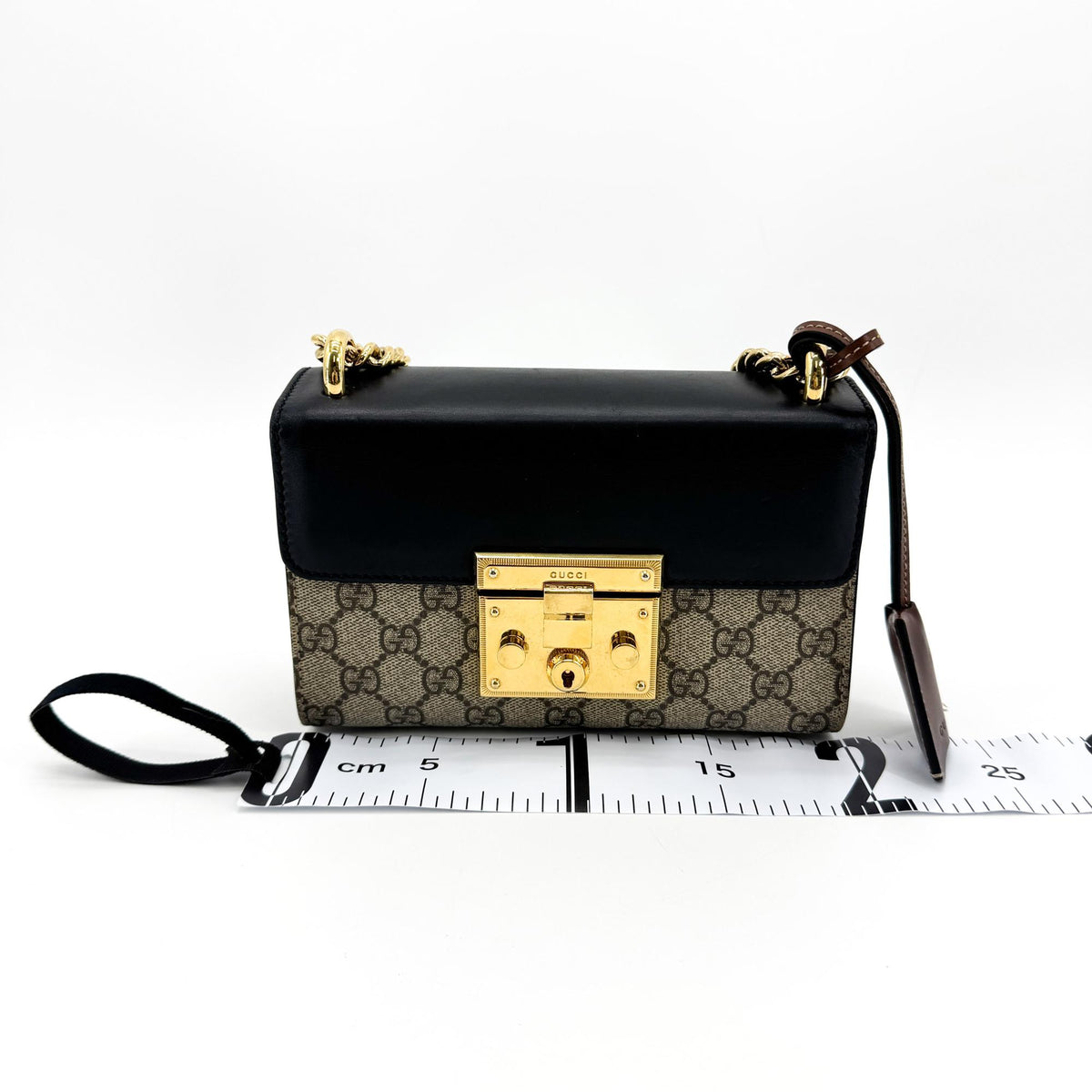 Gucci Padlock Top Handle GG Coated Canvas and Leather, Black, Canvas, Handbag