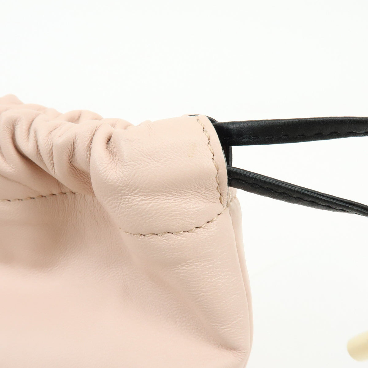 Fendi Logo Drawstring Leather, Pink, Leather, Handbag