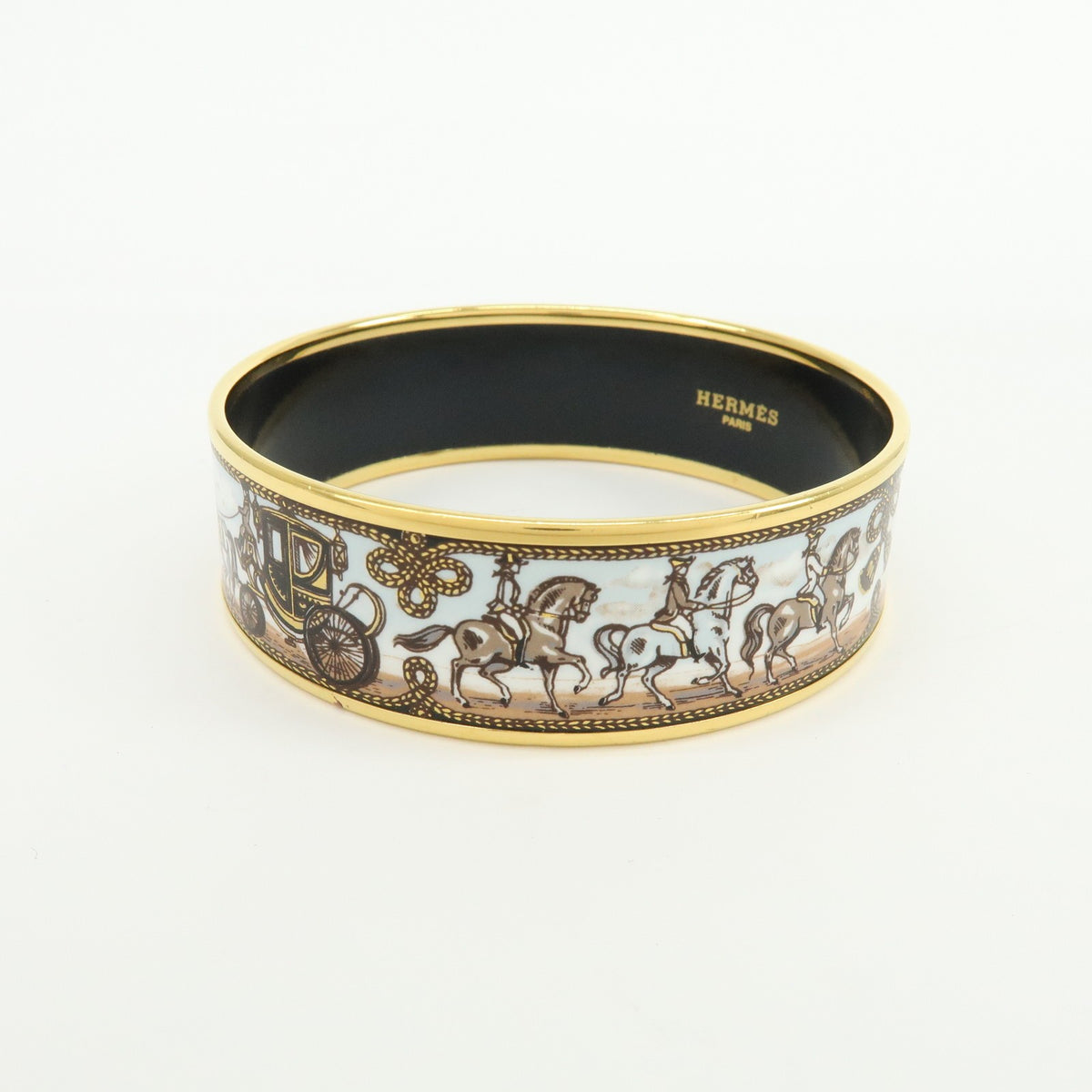 Hermes Caleche Bangle Enamel, Multicolour, Gold Plated, Bracelet