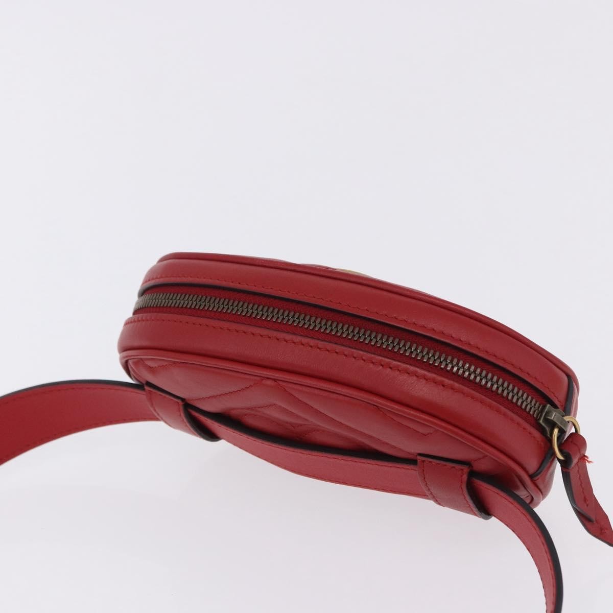 Gucci GG Marmont Belt Matelasse Leather, Red, Leather, Handbag